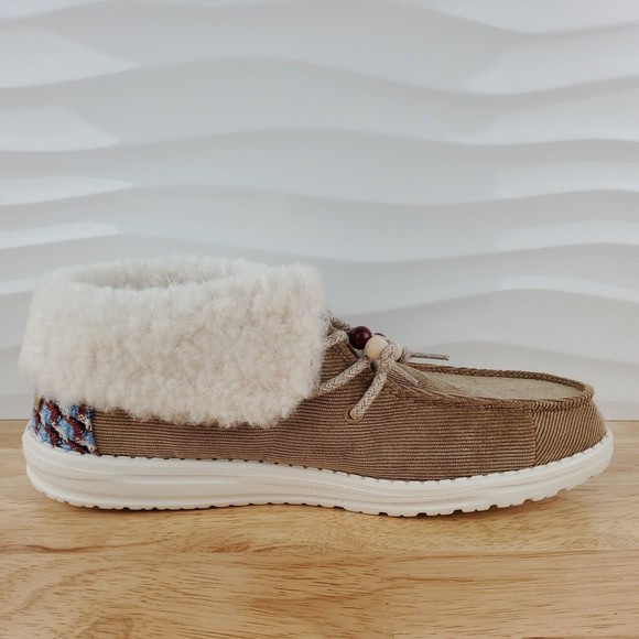 Hey Dude Britt Womens Brown Nut Corduroy Flip Cuff Slip On Booties Shoes - Picture 3 of 16